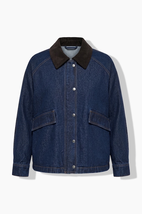 Jeansjacke, Oversize Shape, Cordkragen, Raglanärmel