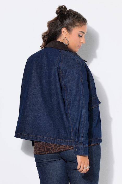 Jeansjacke, Oversize Shape, Cordkragen, Raglanärmel