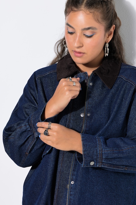 Jeansjacke, Oversize Shape, Cordkragen, Raglanärmel