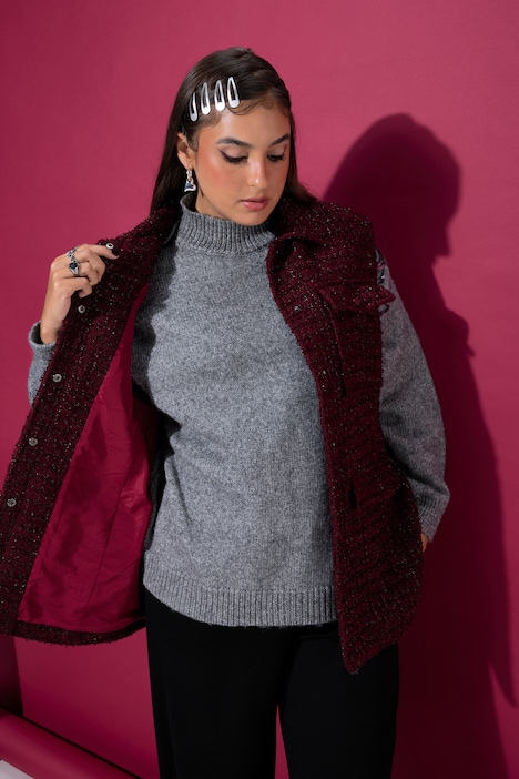 Bouclé-Weste, Loose Shape, Knopfleiste