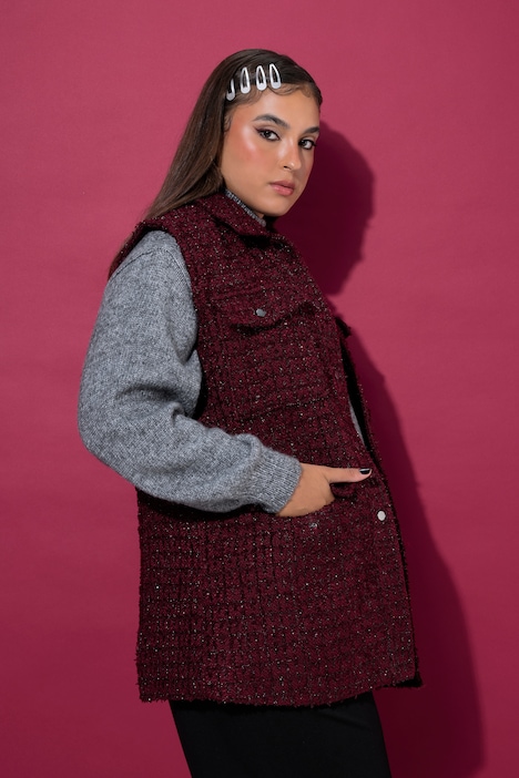 Bouclé-Weste, Loose Shape, Knopfleiste