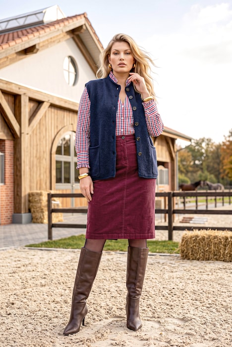 Gebreid gilet, rolrandjes, ronde hals, mouwloos