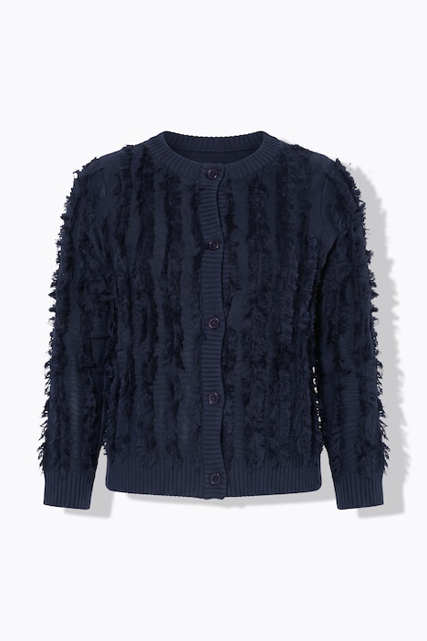 Strickjacke, Streifen, Rundhals, Langarm, Biobaumwolle