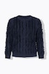 Strickjacke, Streifen, Rundhals, Langarm, Biobaumwolle