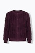 Strickjacke, Streifen, Rundhals, Langarm, Biobaumwolle