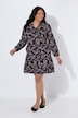 Jurk, paisley-patroon, A-lijn, V-hals, lange mouwen