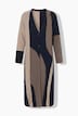Long-Strickjacke, Colorblocking, V-Ausschnitt, Biobaumwolle