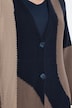 Long-Strickjacke, Colorblocking, V-Ausschnitt, Biobaumwolle