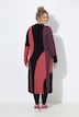 Long-Strickjacke, Colorblocking, V-Ausschnitt, Biobaumwolle