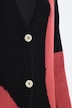 Long-Strickjacke, Colorblocking, V-Ausschnitt, Biobaumwolle