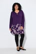 T-shirt long motif cachemire, décolleté en V et manches longues, coupe évasée