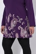T-shirt long motif cachemire, décolleté en V et manches longues, coupe évasée