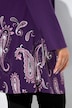 T-shirt long motif cachemire, décolleté en V et manches longues, coupe évasée