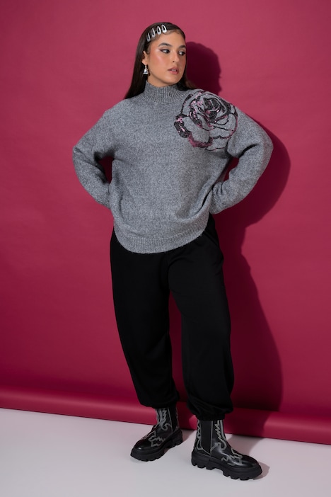 Pullover, Oversize Shape, Pailletten-Rose