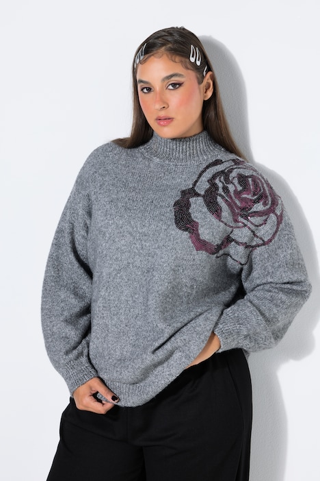 Pullover, Oversize Shape, Pailletten-Rose