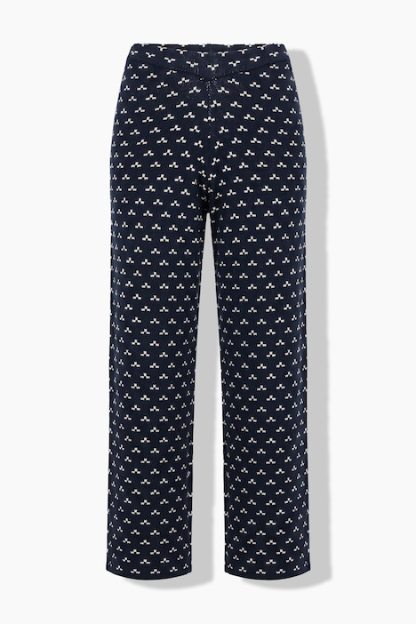 Pantalon en maille de coton bio, motif graphique, coupe Barrel et taille élastique