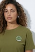 T-shirt, boxy fit, pailletten, smiley-patch, korte mouwen