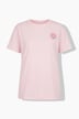 T-shirt, boxy fit, pailletten, smiley-patch, korte mouwen