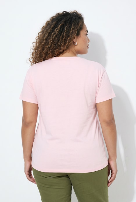 T-shirt, boxy fit, pailletten, smiley-patch, korte mouwen