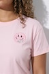 T-shirt, boxy fit, pailletten, smiley-patch, korte mouwen