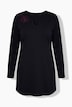 Longshirt, Stickerei, A-Linie, Tunika-Ausschnitt, Langarm