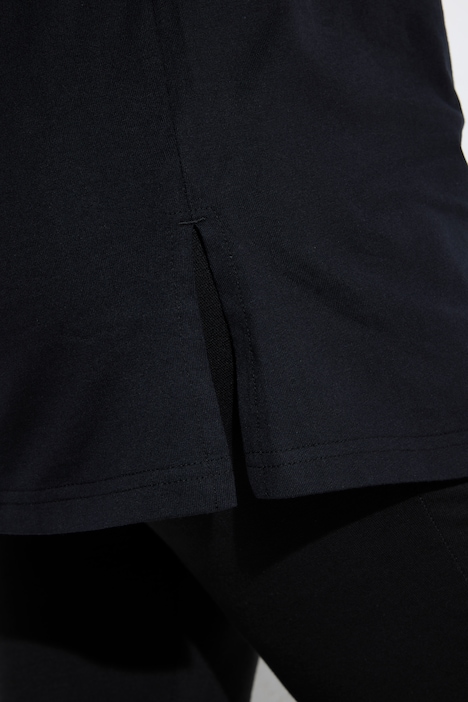 Longshirt, Stickerei, A-Linie, Tunika-Ausschnitt, Langarm
