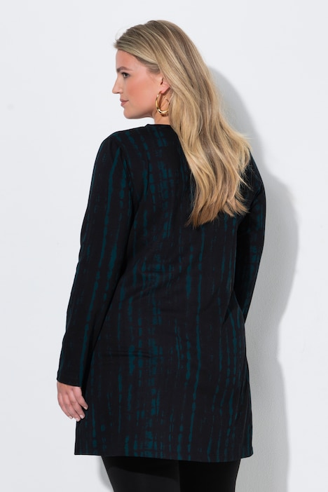 Longshirt, batikpatroon, A-lijn, V-hals, lange mouwen