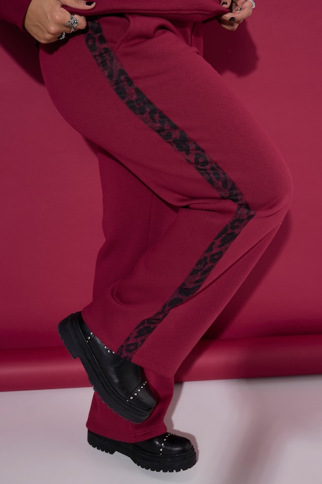 Sweathose, Wide Legs, Leostreifen, Elastikbund