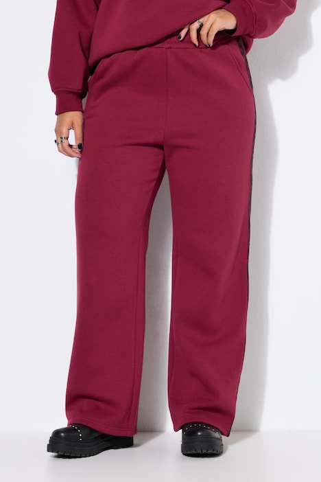Sweathose, Wide Legs, Leostreifen, Elastikbund