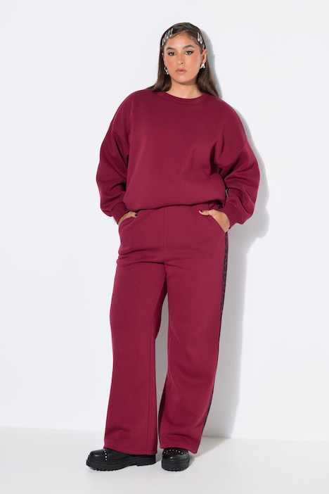 Sweathose, Wide Legs, Leostreifen, Elastikbund