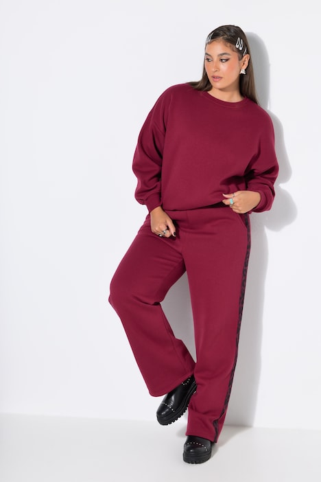Sweathose, Wide Legs, Leostreifen, Elastikbund