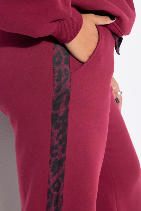 Sweathose, Wide Legs, Leostreifen, Elastikbund