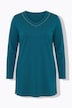Longshirt, Ziersteine, A-Linie, V-Ausschnitt, Langarm