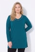 Longshirt, Ziersteine, A-Linie, V-Ausschnitt, Langarm