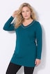 Longshirt, Ziersteine, A-Linie, V-Ausschnitt, Langarm