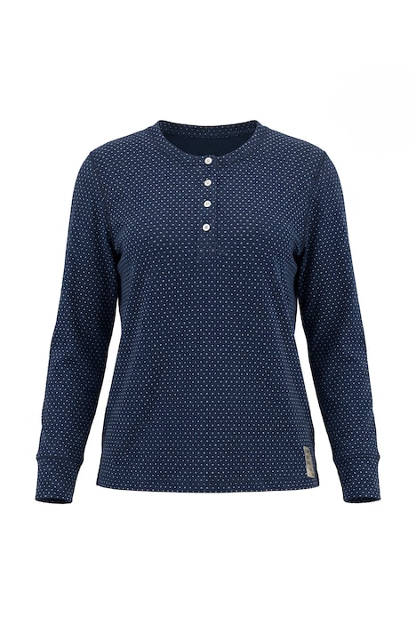Shirt, Herzen/Ringel, Henley-Ausschnitt, Langarm, Biobaumwolle