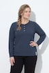 T-shirt en coton bio, cœurs / rayures, encolure Henley et manches longues