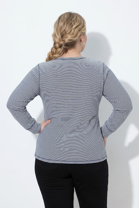Shirt, Herzen/Ringel, Henley-Ausschnitt, Langarm, Biobaumwolle