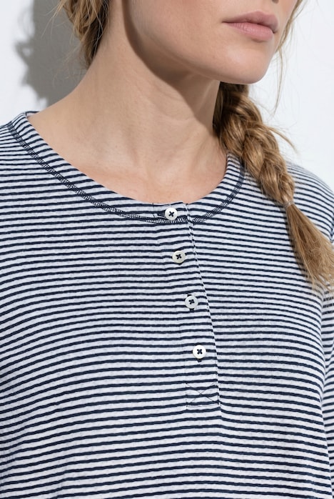 Shirt, Herzen/Ringel, Henley-Ausschnitt, Langarm, Biobaumwolle