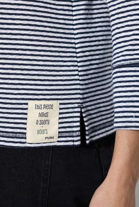 Shirt, Herzen/Ringel, Henley-Ausschnitt, Langarm, Biobaumwolle