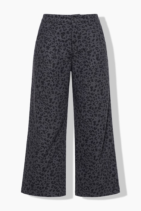 Broek met luipaardpatroon, wide shape, hoge taille, gedeeltelijk elastische tailleband