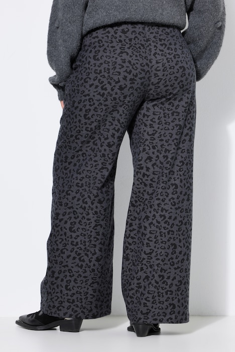Broek met luipaardpatroon, wide shape, hoge taille, gedeeltelijk elastische tailleband