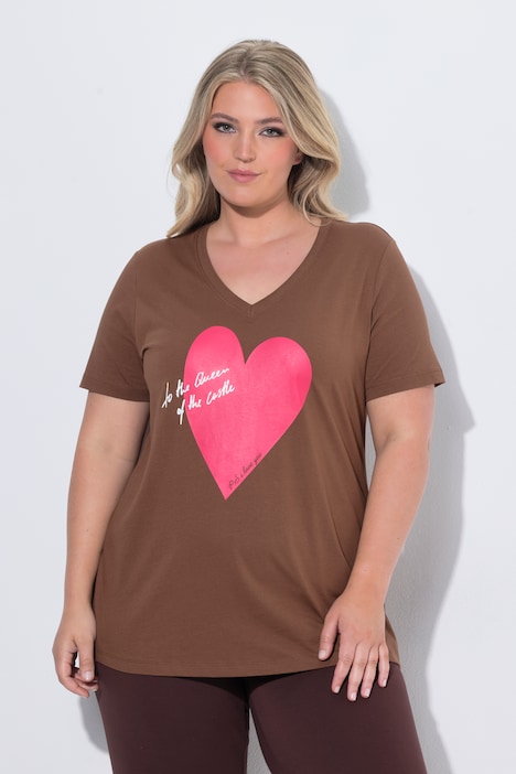 T-shirt, coupe Comfort Fit, cœur rouge, manches mi-hauteur