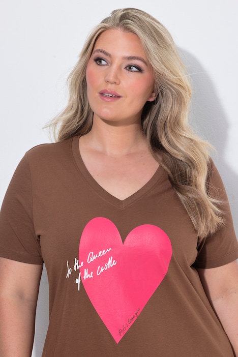 T-shirt, coupe Comfort Fit, cœur rouge, manches mi-hauteur