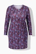 Jerseykleid, Blüten, A-Linie, Rundhals, Langarm