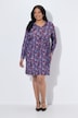 Jerseykleid, Blüten, A-Linie, Rundhals, Langarm