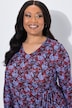 Jerseykleid, Blüten, A-Linie, Rundhals, Langarm