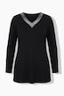 Longshirt, Pailletten, A-Linie, V-Ausschnitt, Langarm