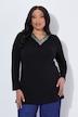 Longshirt, Pailletten, A-Linie, V-Ausschnitt, Langarm