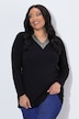 Longshirt, Pailletten, A-Linie, V-Ausschnitt, Langarm